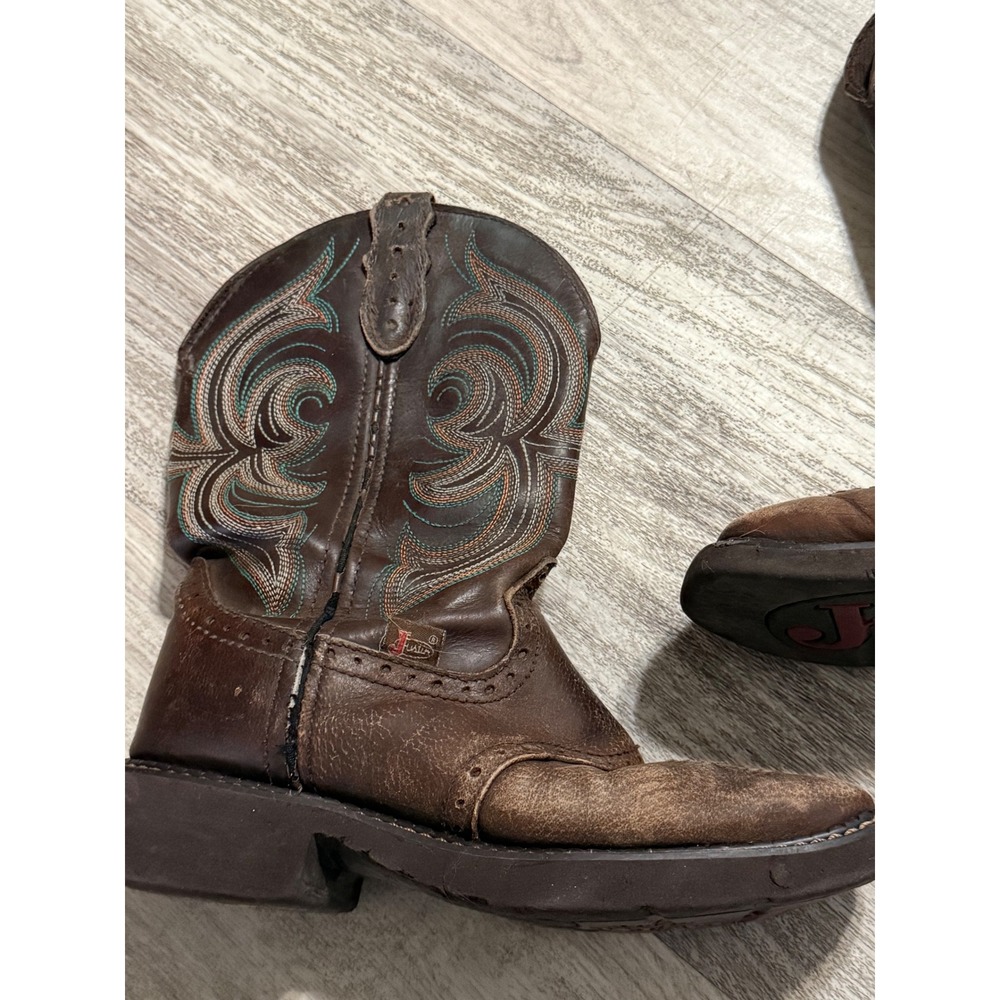 Justin Gypsy Kids Brown Leather Western Cowgirl Boots L9984 Size 6B - Picture 2 of 5